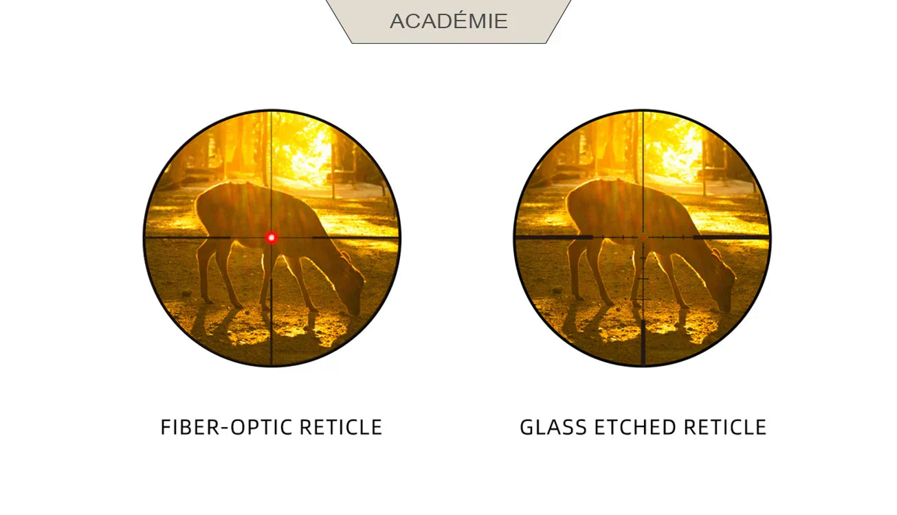 Comparaison entre réticule à fibre optique et réticule gravé sur verre