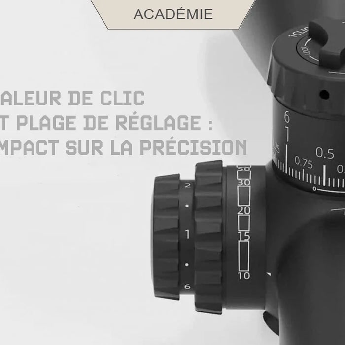 Valeur de clic et plage de réglage d'une lunette de tir