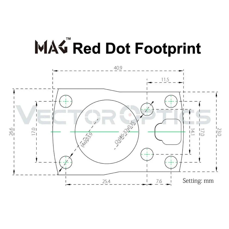MAG / RMSc RED DOT LOWER 1/3 CO-WITNESS CANTILEVER WEAVER MONTAGE POLYMÈRE - RedDotSight