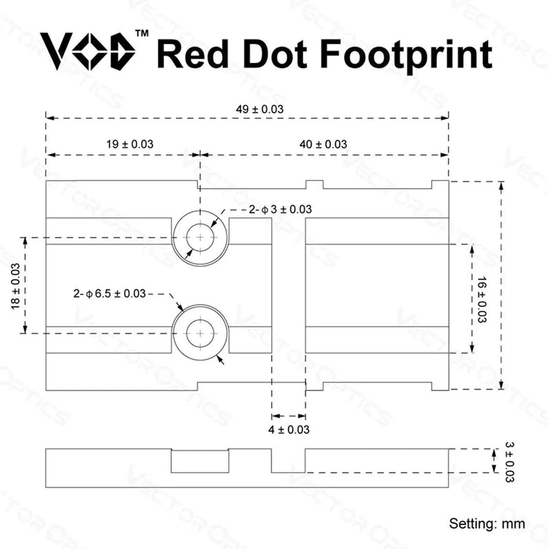 MONTAGE COMPATIBLE GLOCK MOS EMPREINTE VOD / AIMPT - RedDotSight