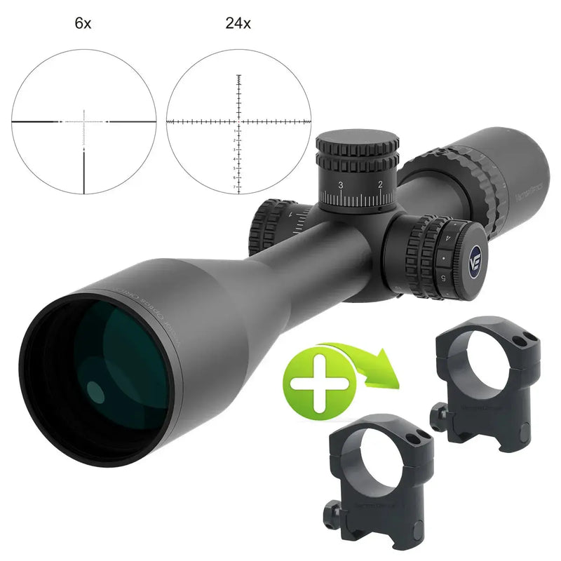 Vue frontale complète de la lunette Orion Pro Max 6–24×50 HD