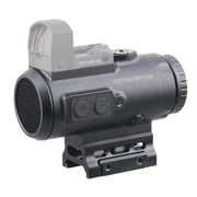 Vue rapprochée du viseur PARAGON 4X24 avec réticule micro prisme et point rouge 1MOA sur fond blanc