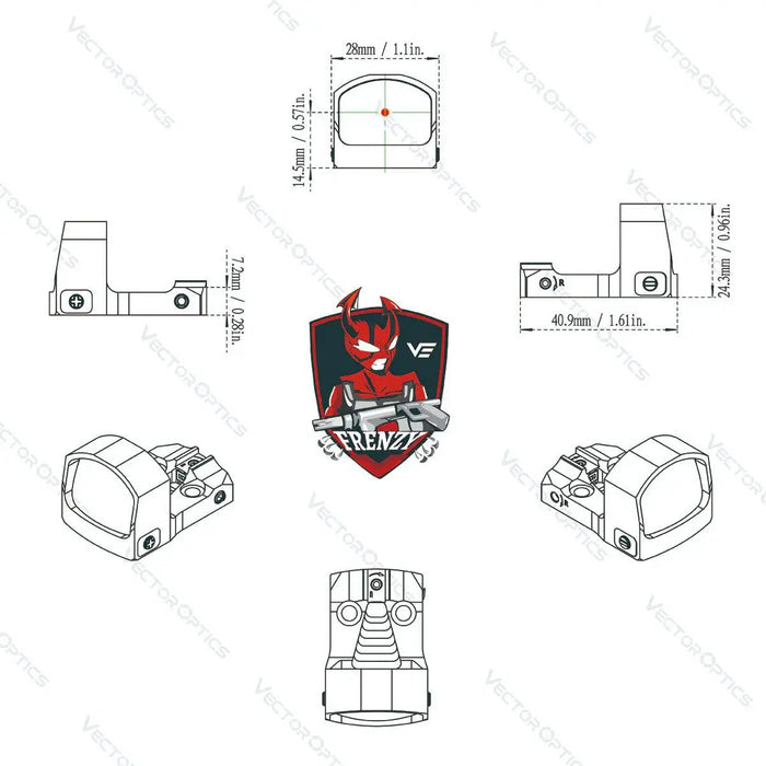 RED DOT SIGHT FRENZY-S 1X17X24 3MOA MOS MULTI RÉTICULE - RedDotSight