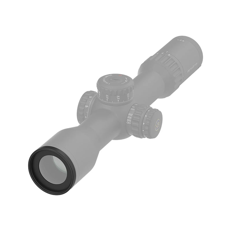 Capuchon objectif Vector Optics SCFC-MO44 monté sur lunette en vue de face