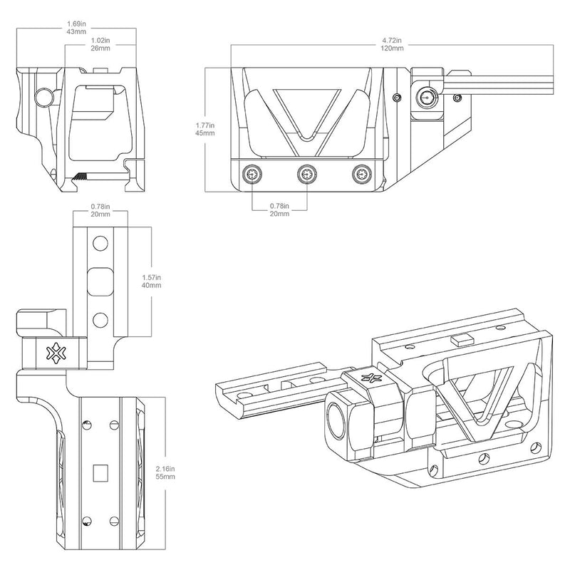 Montage Monobloc Picatinny Scrapper Red Dot & Magnifier Paragon