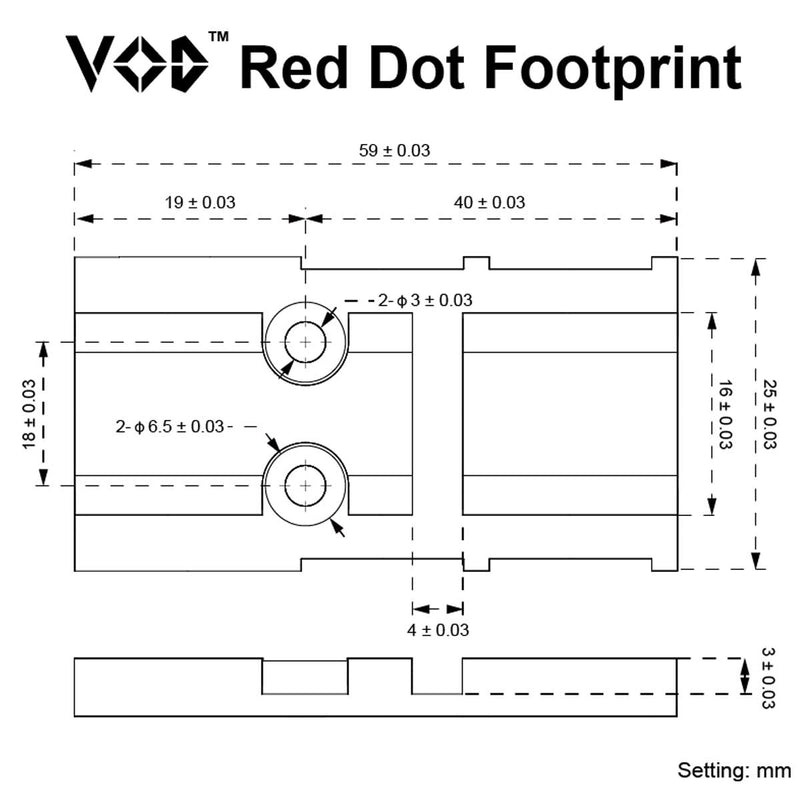 Vector Optics VOD Red Dot Footprint Aimpoint Acro