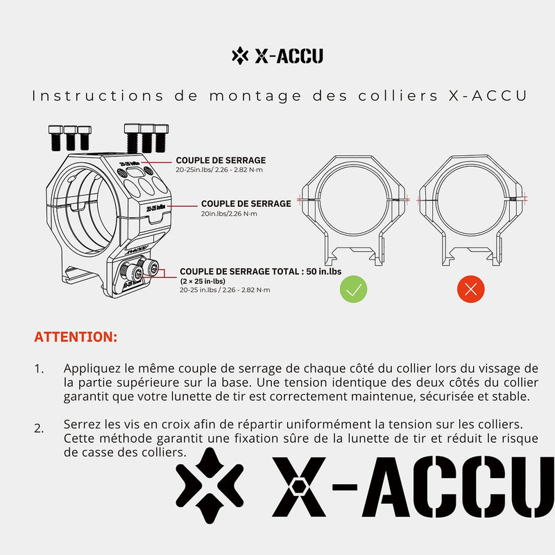 Instructions de montage du support Picatinny X-MOD 34 mm XASR-3476 avec couples de serrage