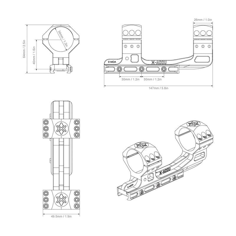 montage cantilever monobloc ar15 vue eclatee