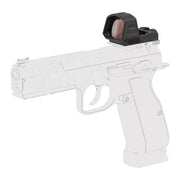 Viseur point rouge Vector Optics Frenzy F3 SCRD-M79 présenté sur pistolet, vue gauche