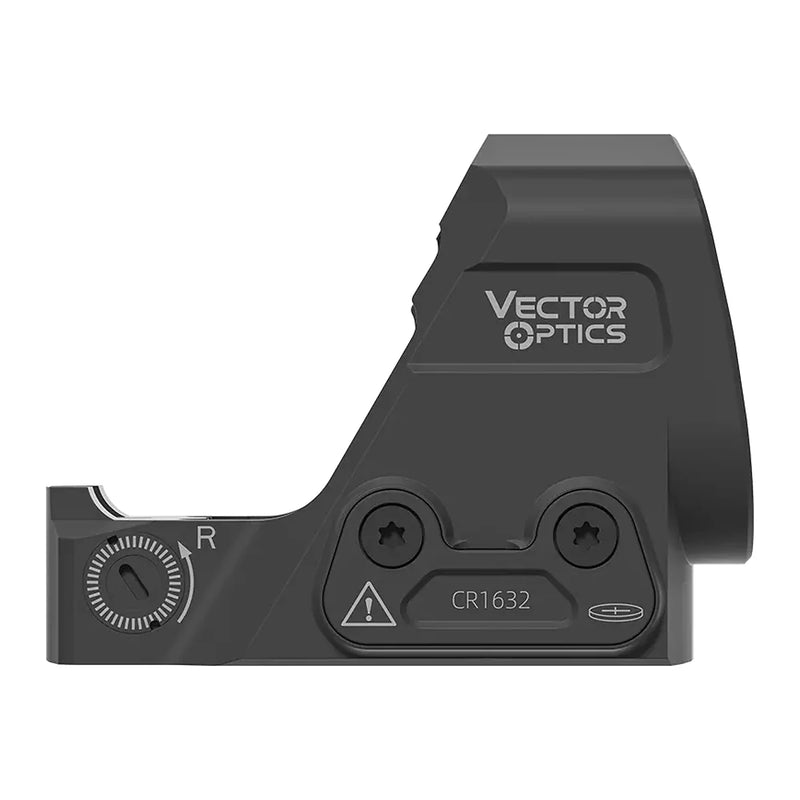 Profil gauche du viseur point rouge Vector Optics Frenzy FLEX SCRD-77 avec trappe de batterie