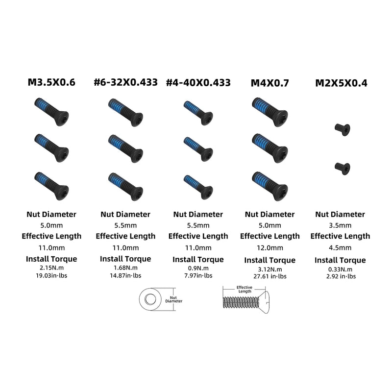 Visserie de montage fournie avec le viseur point rouge Vector Optics Frenzy FLEX SCRD-77