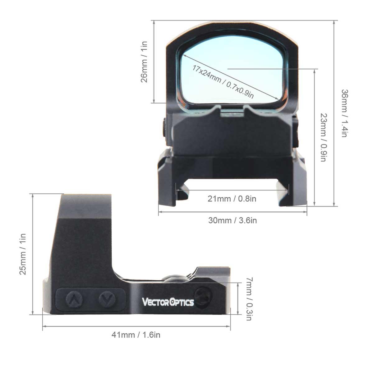Vector Optics Viseur point rouge FRENZY-S 1X17X24 SAS 3MOA BATTERY SIDE LOADING - RedDotSight
